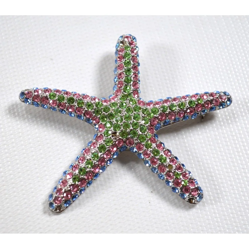 Vintage Silver Tone Starfish Brooch / Pin  2.5